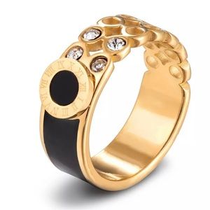 2022 Fashion Woman Stainless Steel Gold Color Rings With Roman Numbers